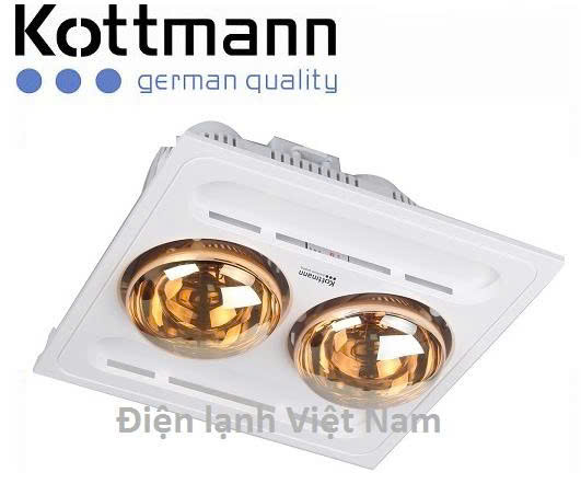 <span>Đèn Sưởi Nhà Tắm Âm Trần Kottmann 2 Bóng Có điều khiển