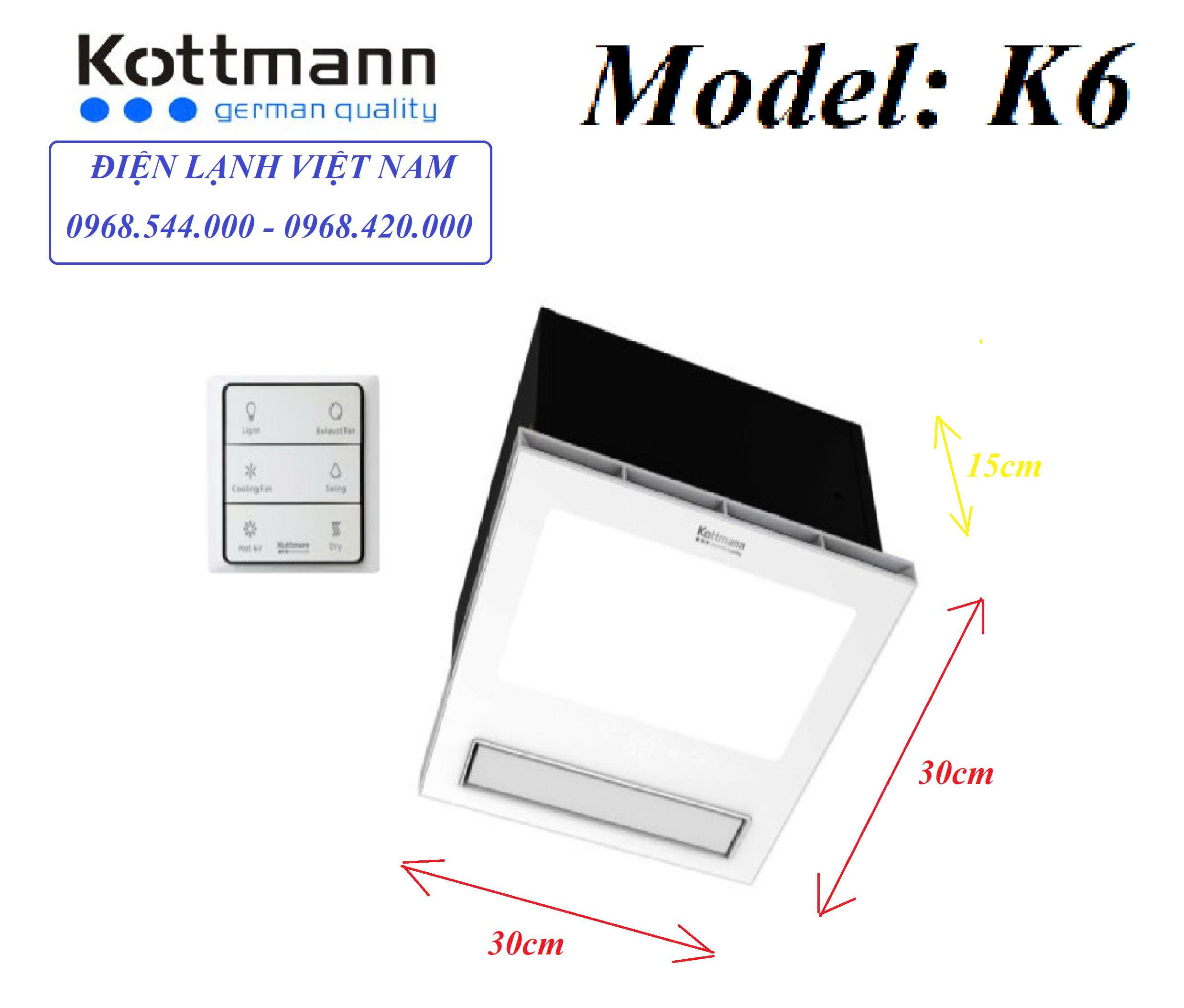 Hình ảnh của quạt âm trần đa năng 5 trong 1 Kottmann K6