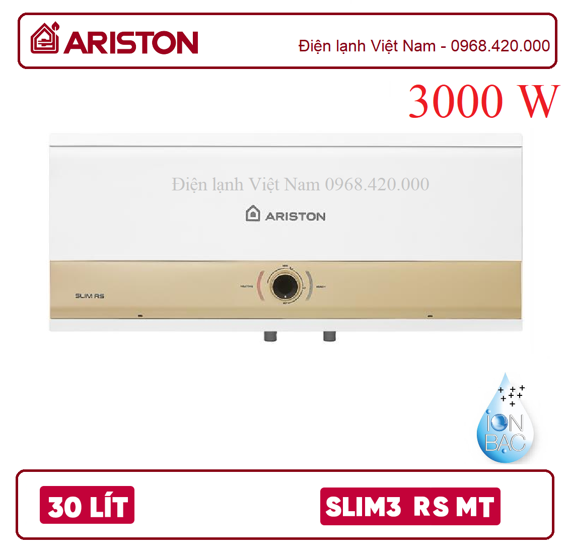 Bình nóng lạnh ARISTON 30 lít ngang Slim3 30 RS MT  AG+
